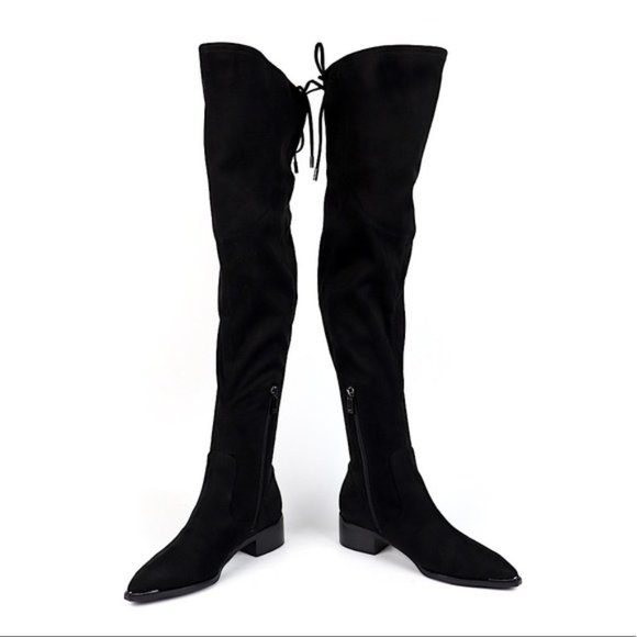 Marc Fisher Yuna Faux Suede Over the Knee Pointed Toe Boots Size 7 Black - Picture 3 of 9